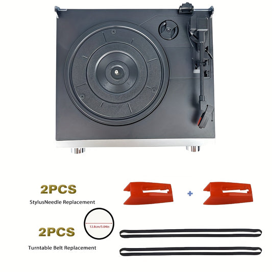 Retro Vinyl Record Player - FM Reception, 3.5mm/Line/Headphone Jacks, Bonus Replacement Belt & Stylus Kit -recordscrate