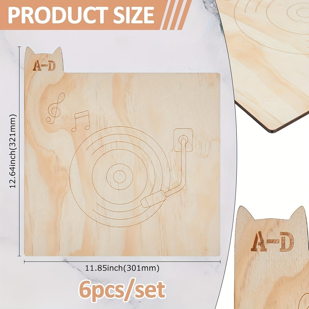 6-Pack Wooden Letter Dividers - Vinyl Record/CD/DVD Organizer for Bookshelves (Thanksgiving Gift) -recordscrate