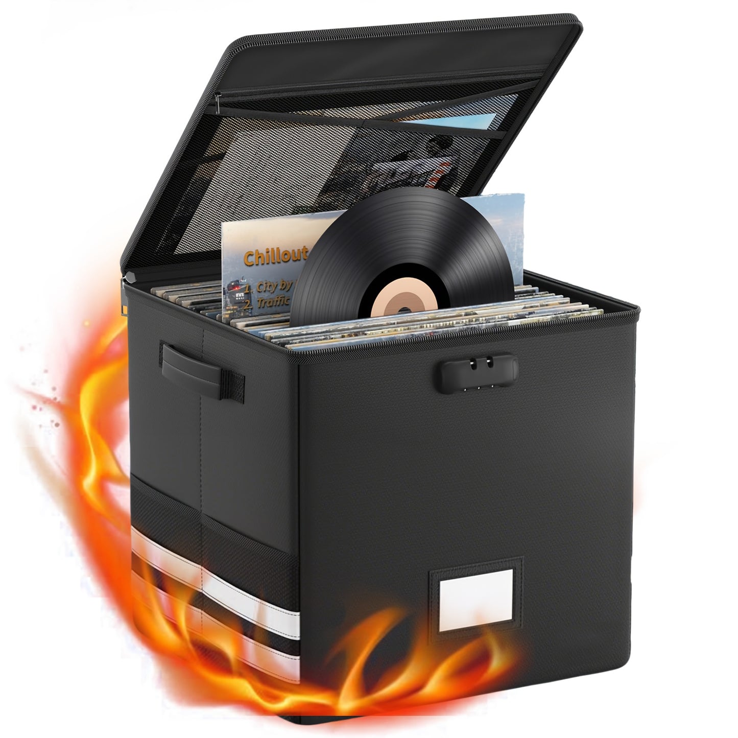 Collapsible Lockable Record Crate with Lid & Handles (100+ 12" LPs) -recordscrate