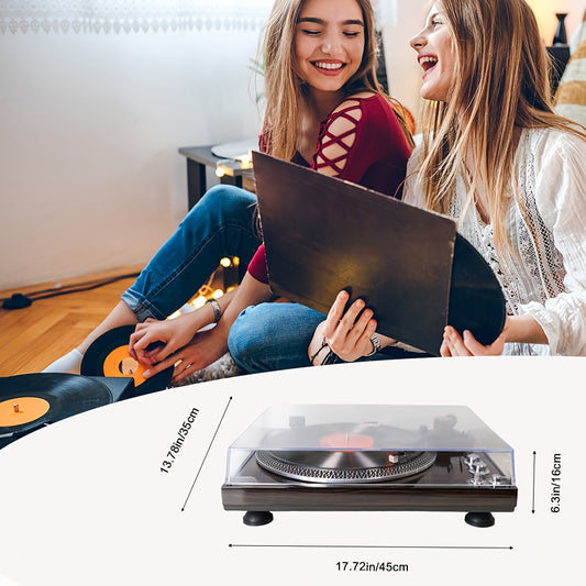 Retro Vinyl Record Player - Belt-Driven, 33/45 RPM with Replacement Needle & Belt Accessory Kit -recordscrate