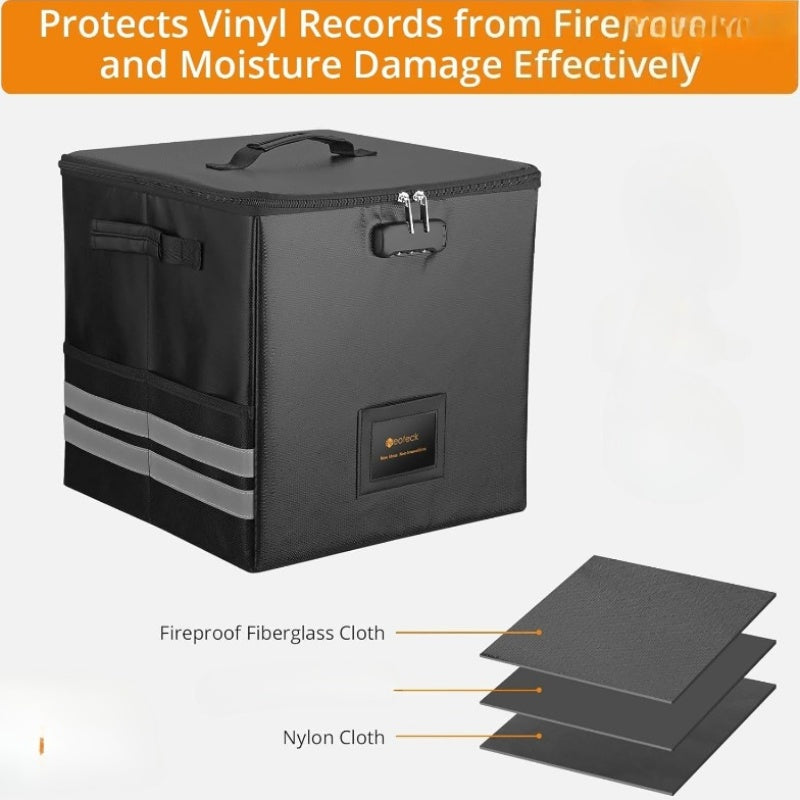 62pcs Foldable LP Organizer - Lockable Fire-Resistant Plastic Box with Reflective Strips -recordscrate