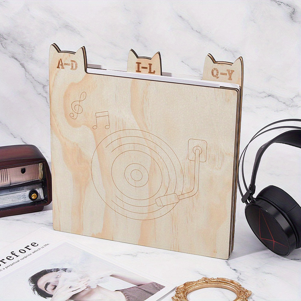 6-Pack Wooden Letter Dividers - Vinyl Record/CD/DVD Organizer for Bookshelves (Thanksgiving Gift) -recordscrate