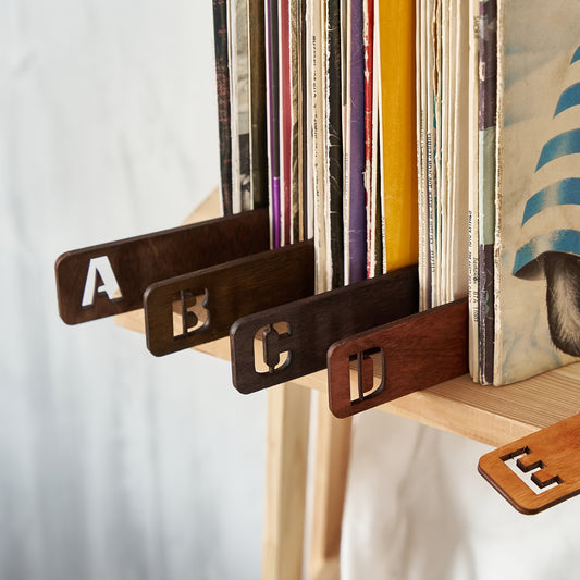 Handcrafted Wooden Vinyl Record Dividers with Letters -recordscrate