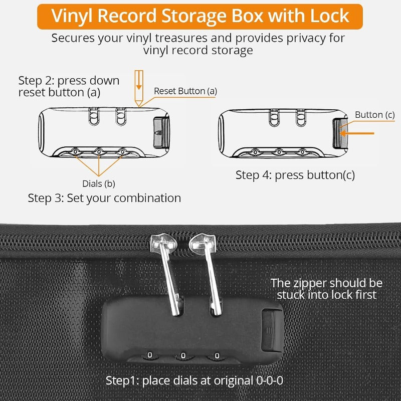 62pcs Foldable LP Organizer - Lockable Fire-Resistant Plastic Box with Reflective Strips -recordscrate