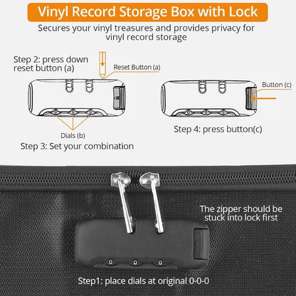 62pcs Foldable LP Organizer - Lockable Fire-Resistant Plastic Box with Reflective Strips -recordscrate