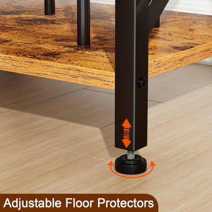 AMHANCIBLE Vintage Brown Wooden Record Stand with Socket (200-Album 3-Tier) -recordscrate