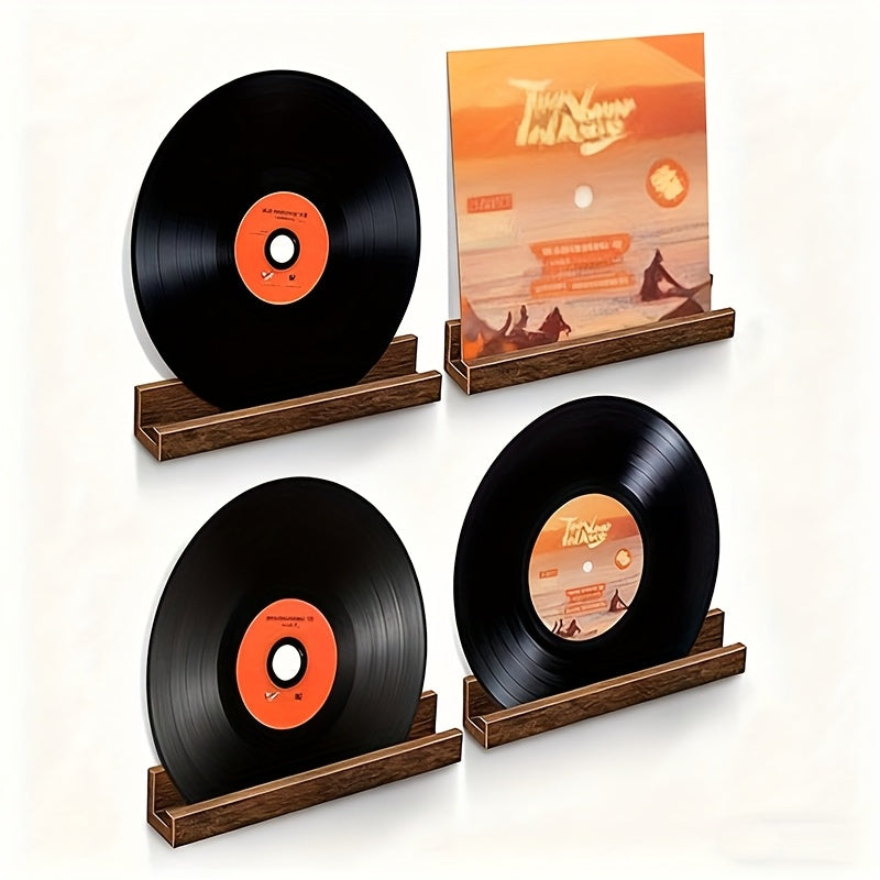 12-Inch Wall-Mounted Floating LP Shelf - Rustic Brown Wooden Display Rack -recordscrate