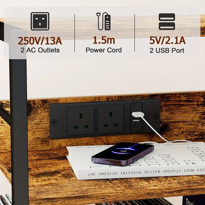 AMHANCIBLE Vintage Brown Wooden Record Stand with Socket (200-Album 3-Tier) -recordscrate