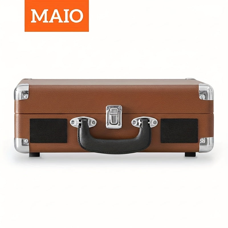 Maio C210 Vintage Wooden Turntable - 3-Speed (33/45/78 RPM), Belt-Driven, Wireless Streaming & Built-in Speaker -recordscrate