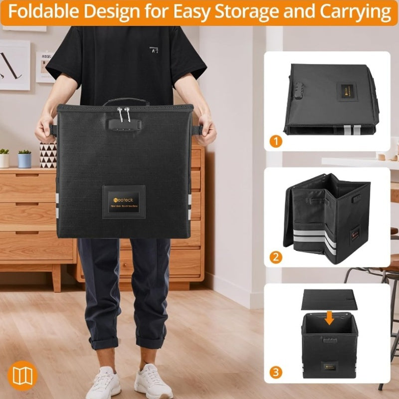 62pcs Foldable LP Organizer - Lockable Fire-Resistant Plastic Box with Reflective Strips -recordscrate
