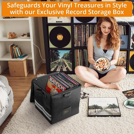 62pcs Foldable LP Organizer - Lockable Fire-Resistant Plastic Box with Reflective Strips -recordscrate