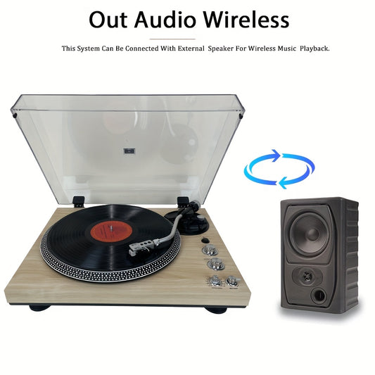 Pine Wood Belt-Driven Turntable - 33/45 RPM, Preamp, Aluminum Platter & RCA Line Out (Valentine Gift) -recordscrate