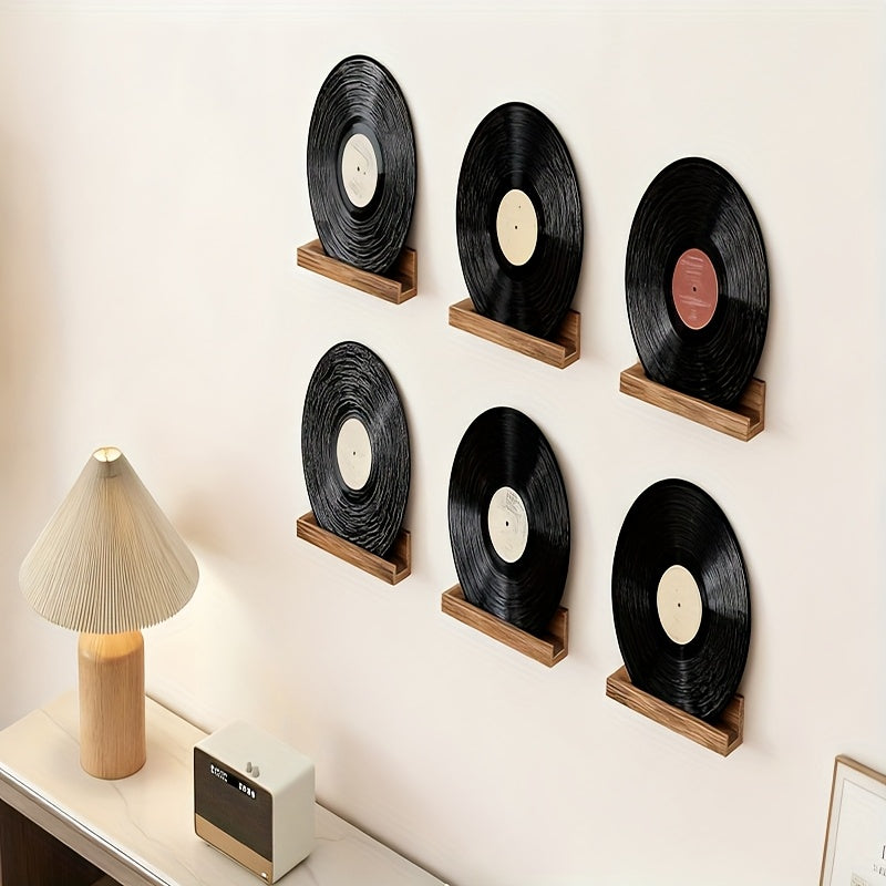 12-Inch Wall-Mounted Floating LP Shelf - Rustic Brown Wooden Display Rack -recordscrate