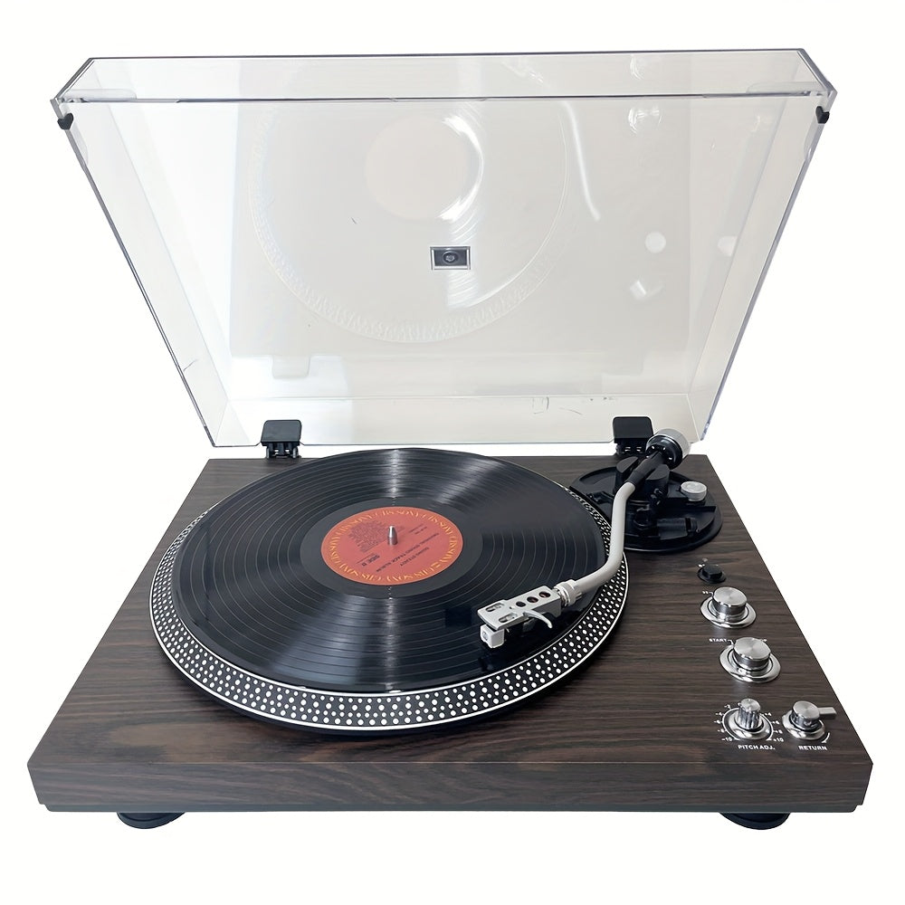 Dark Pine Belt-Driven Turntable - 33/45 RPM, Preamp, Aluminum Platter & RCA Line Out (Valentine Gift) -recordscrate