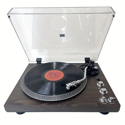 Dark Pine Belt-Driven Turntable - 33/45 RPM, Preamp, Aluminum Platter & RCA Line Out (Valentine Gift) -recordscrate