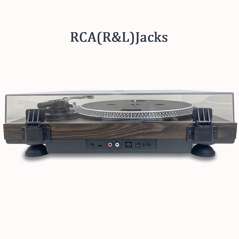 Dark Pine Belt-Driven Turntable - 33/45 RPM, Preamp, Aluminum Platter & RCA Line Out (Valentine Gift) -recordscrate