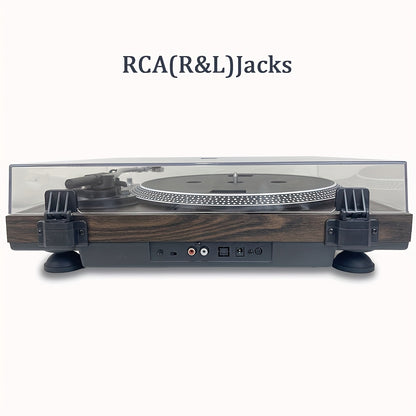 Dark Pine Belt-Driven Turntable - 33/45 RPM, Preamp, Aluminum Platter & RCA Line Out (Valentine Gift) -recordscrate