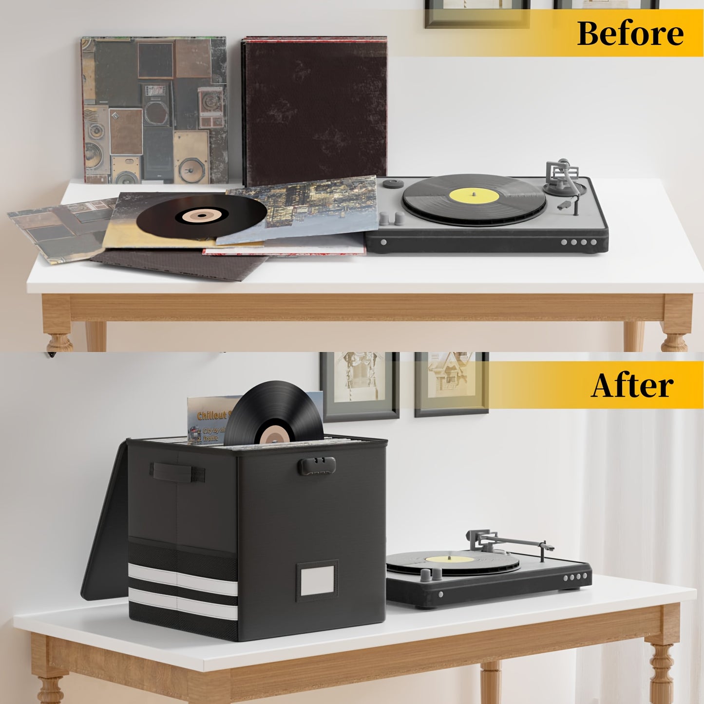 Collapsible Lockable Record Crate with Lid & Handles (100+ 12" LPs) -recordscrate