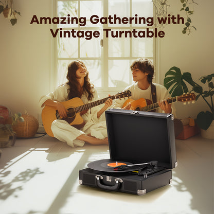 Maio C210 Vintage Wooden Turntable - 3-Speed (33/45/78 RPM), Belt-Driven, Wireless Streaming & Built-in Speaker -recordscrate