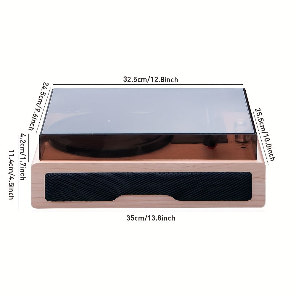 Anchurian Ash Portable Wireless Turntable - 3-Speed 33/45/78 RPM, Stereo Speakers & USB Type-C Rechargeable -recordscrate