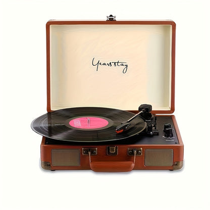 Compact Vintage Wireless Turntable - Plays Vinyl/Cellophane Records, Headphone/AUX Support (Birthday Gift) -recordscrate