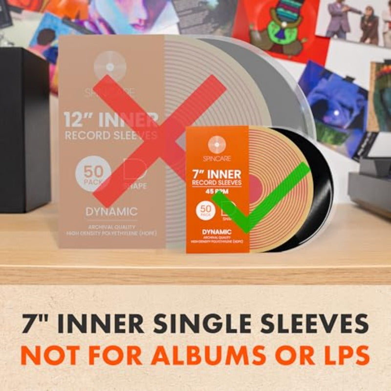 Archival-Grade HDPE Vinyl Inner Sleeves - Anti-Static Rounded Edge for 17.78cm 45 RPM Singles -recordscrate