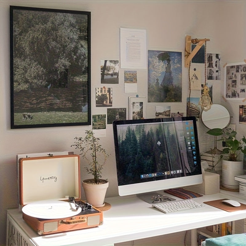 Compact Vintage Wireless Turntable - Plays Vinyl/Cellophane Records, Headphone/AUX Support (Birthday Gift) -recordscrate