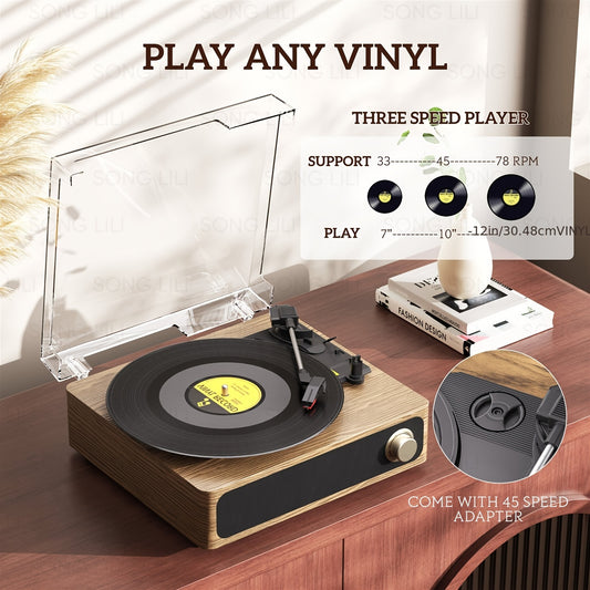 Maio A4 Retro Gramophone - Analog Record Player, Belt-Driven, RCA/Aux/Headphone Jack for Parties & Gifts -recordscrate