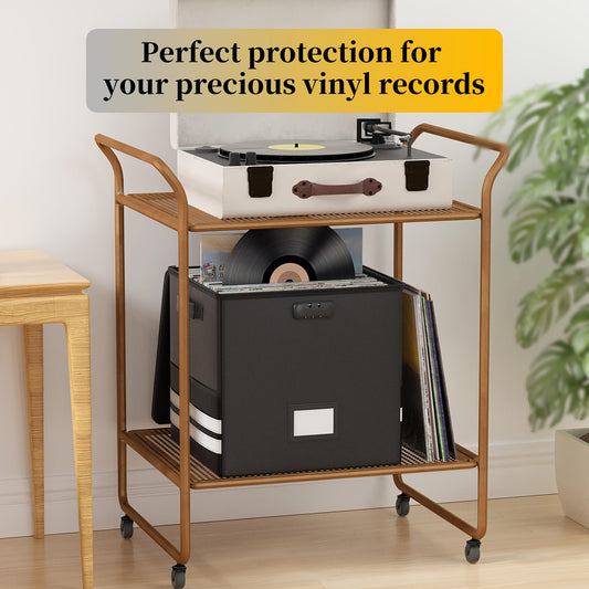 Collapsible Lockable Record Crate with Lid & Handles (100+ 12" LPs) -recordscrate