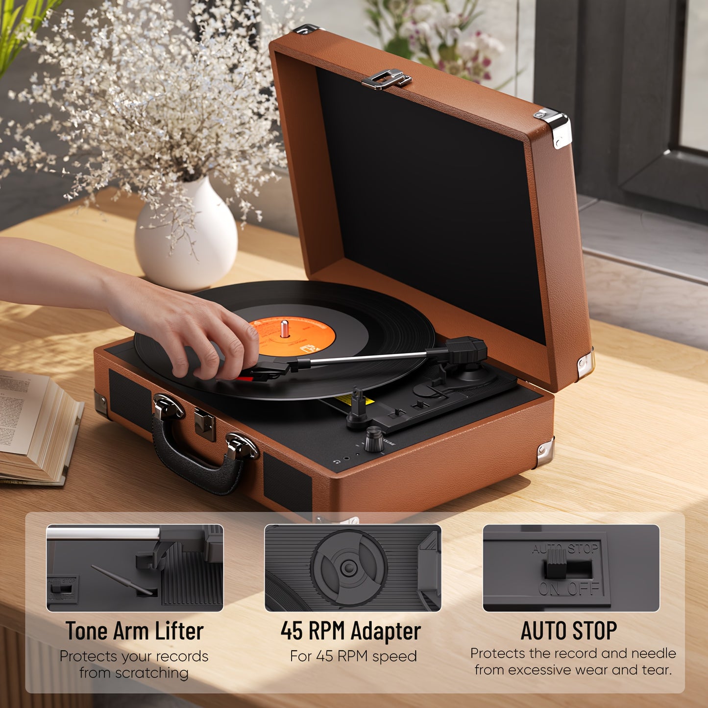 Maio C200Z Retro Gramophone - External Speaker Compatible, Ideal Holiday Gift for Family Music Feast -recordscrate