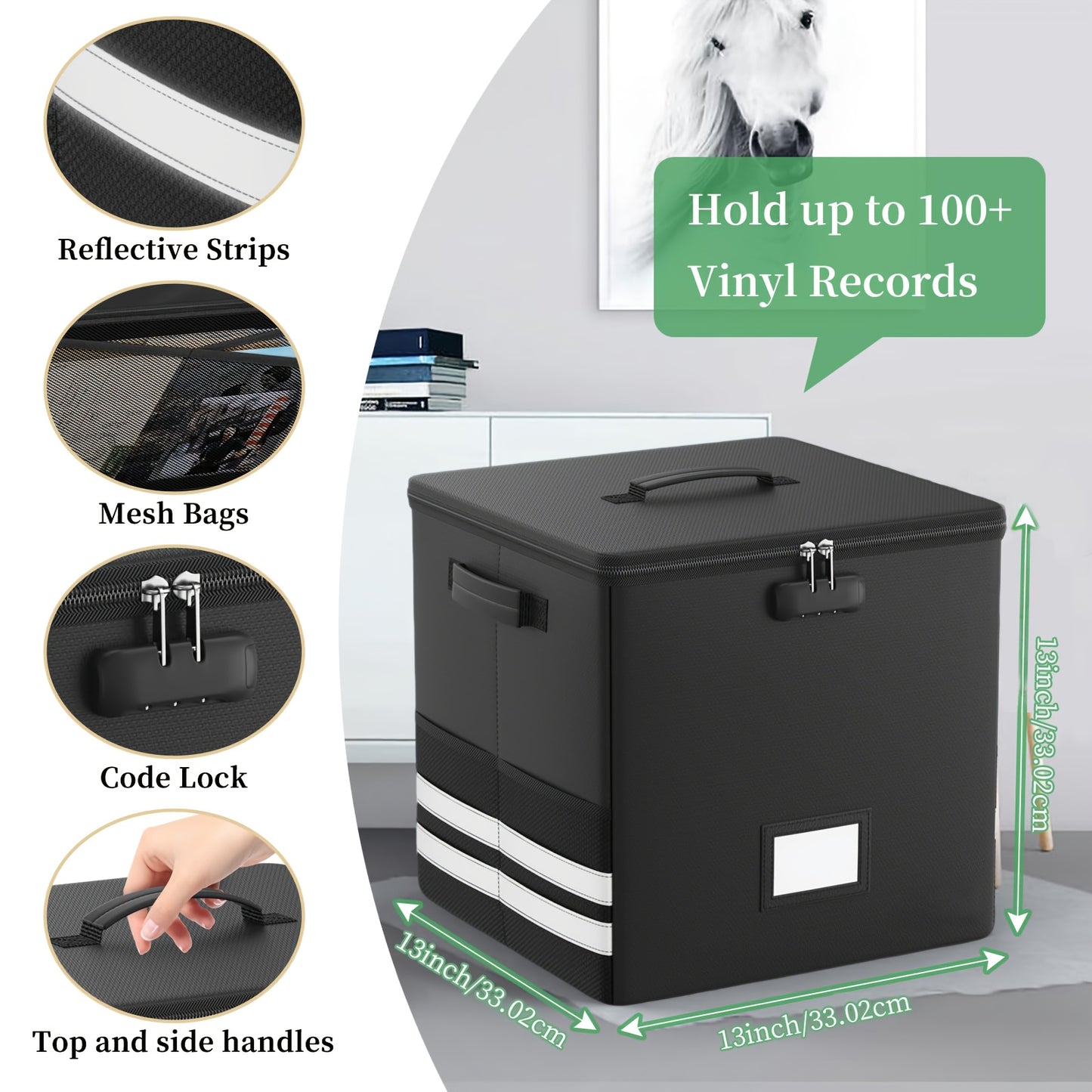 Collapsible Lockable Record Crate with Lid & Handles (100+ 12" LPs) -recordscrate