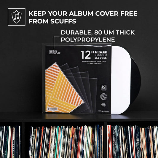 50-Pack 12-Inch Transparent Plastic Vinyl Record Protective Bags (Durable & Reusable) -recordscrate