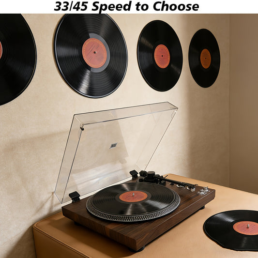 Vintage Wireless Belt-Driven Turntable - 33/45 RPM, Preamp, RCA Cable, British Plug (Ideal Christmas Gift) -recordscrate