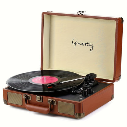 Compact Vintage Wireless Turntable - Plays Vinyl/Cellophane Records, Headphone/AUX Support (Birthday Gift) -recordscrate