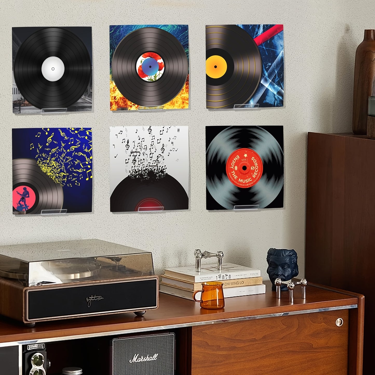 5-Pack No-Drill Self-Adhesive Acrylic Vinyl Record Wall Mount (Floating Shelf) -recordscrate