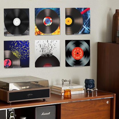 5-Pack No-Drill Self-Adhesive Acrylic Vinyl Record Wall Mount (Floating Shelf) -recordscrate