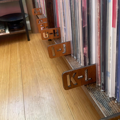 Handcrafted Wooden Vinyl Record Dividers with Letters -recordscrate