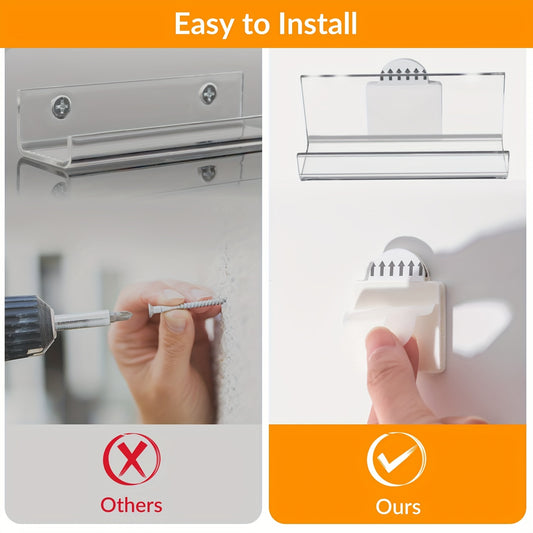 5-Pack No-Drill Self-Adhesive Acrylic Vinyl Record Wall Mount (Floating Shelf) -recordscrate