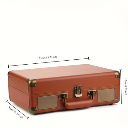 Compact Vintage Wireless Turntable - Plays Vinyl/Cellophane Records, Headphone/AUX Support (Birthday Gift) -recordscrate