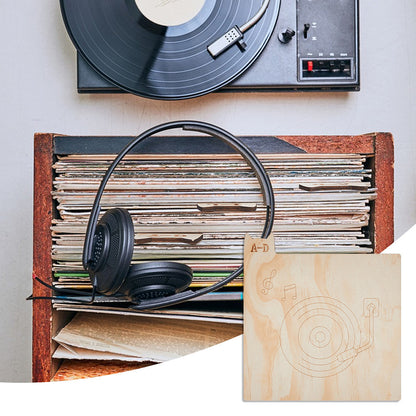 6-Pack Wooden Letter Dividers - Vinyl Record/CD/DVD Organizer for Bookshelves (Thanksgiving Gift) -recordscrate