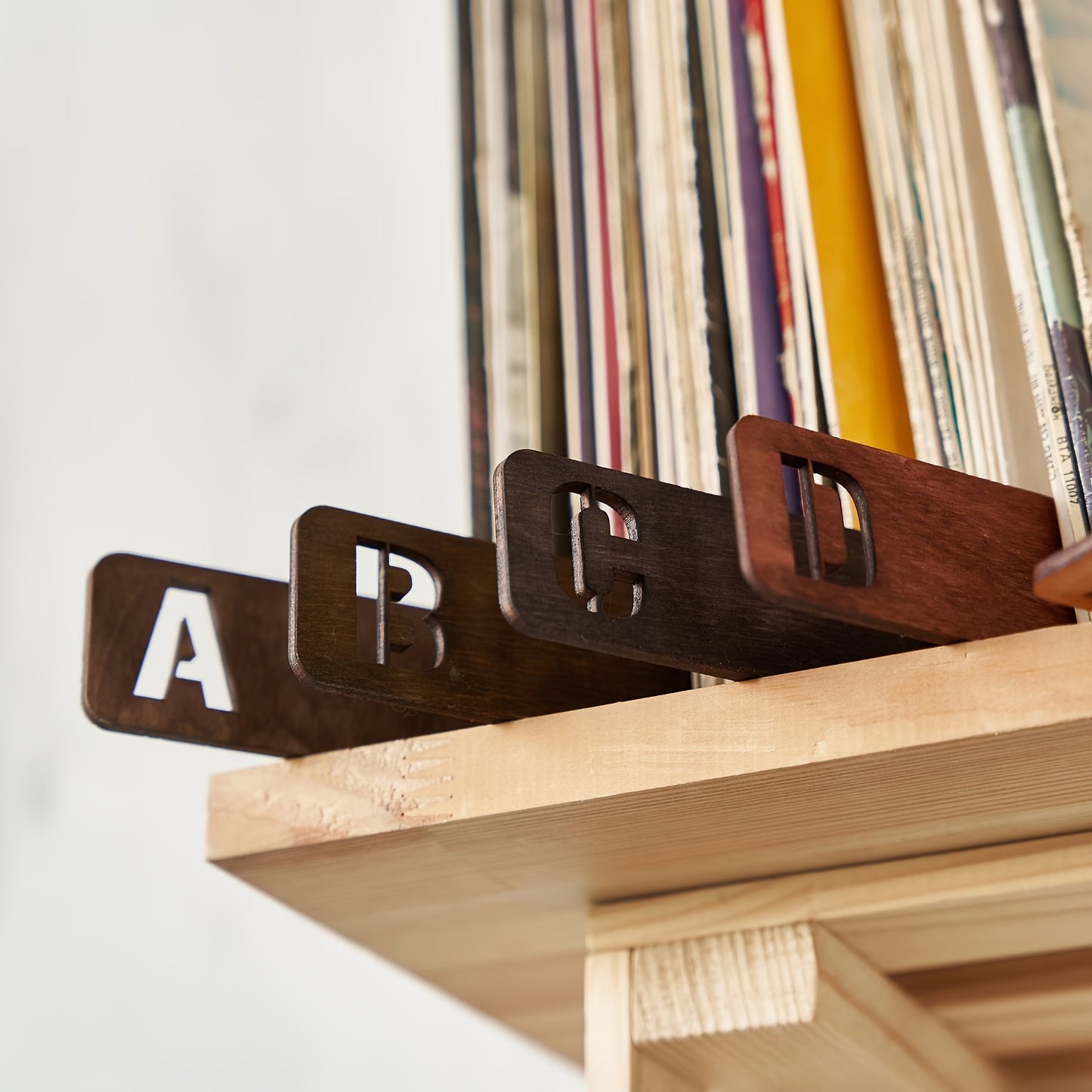 Handcrafted Wooden Vinyl Record Dividers with Letters -recordscrate