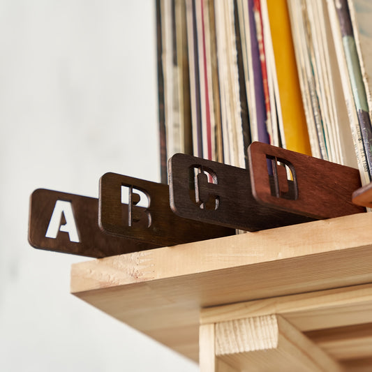 Handcrafted Wooden Vinyl Record Dividers with Letters -recordscrate