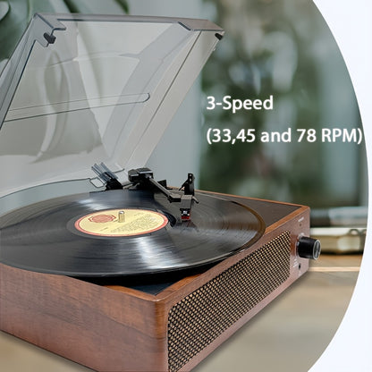 Walnut Vintage 3-Speed Turntable - Built-in Stereo Speakers, RCA Out/Earphone Jack + 2 Cartridges & 2 Belts -recordscrate
