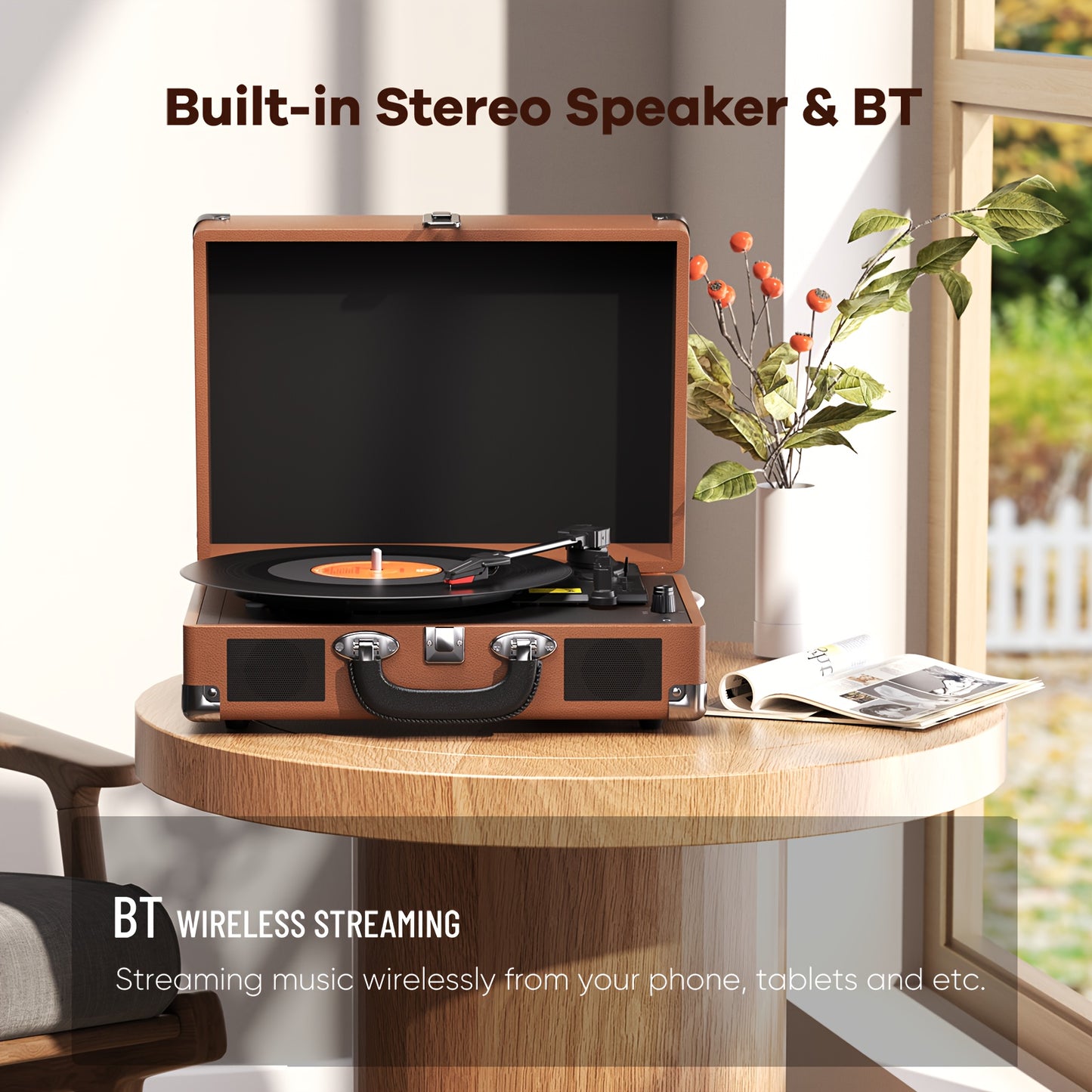 Maio C200Z Retro Gramophone - External Speaker Compatible, Ideal Holiday Gift for Family Music Feast -recordscrate