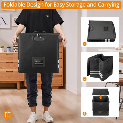 62pcs Foldable LP Organizer - Lockable Fire-Resistant Plastic Box with Reflective Strips -recordscrate