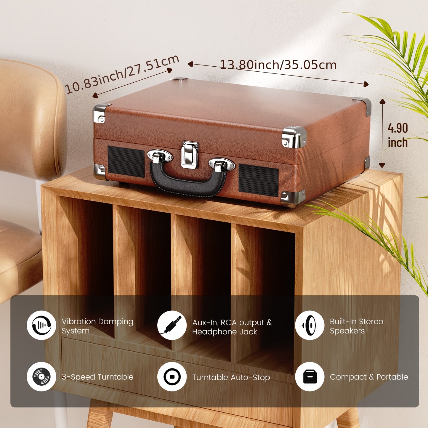 Maio C200Z Retro Gramophone - External Speaker Compatible, Ideal Holiday Gift for Family Music Feast -recordscrate